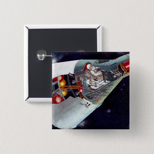 Ein zweiköpfiges Gemini-Raumschiff im Flug entführ Button (Vorne & Hinten)