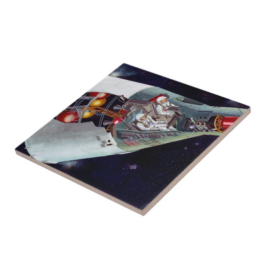 Ein zweiköpfiges Gemini-Raumschiff im Flug entführ Fliese (Seite)