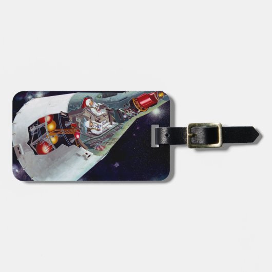 Ein zweiköpfiges Gemini-Raumschiff im Flug entführ Gepäckanhänger (Vorderseite horizontal)