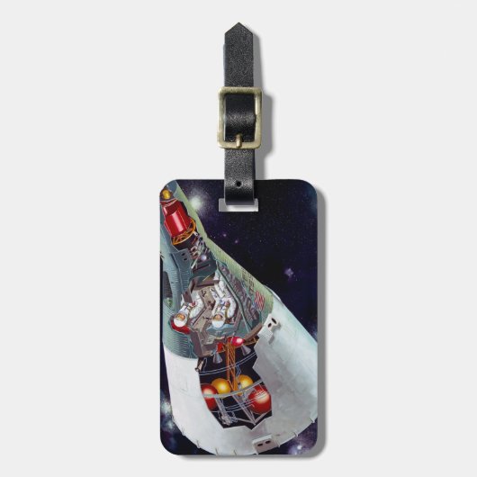 Ein zweiköpfiges Gemini-Raumschiff im Flug entführ Gepäckanhänger (Vorderseite vertikal)