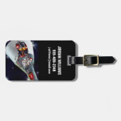 Ein zweiköpfiges Gemini-Raumschiff im Flug entführ Gepäckanhänger (Vorderseite horizontal)