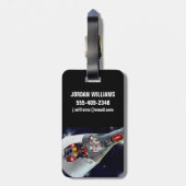 Ein zweiköpfiges Gemini-Raumschiff im Flug entführ Gepäckanhänger (Rückseite vertikal)