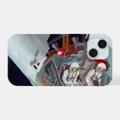 Ein zweiköpfiges Gemini-Raumschiff im Flug entführ iPhone 15 Hülle (Rückseite (Horizontal))