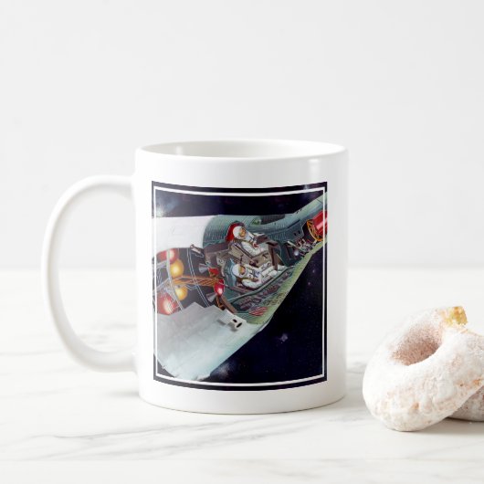 Ein zweiköpfiges Gemini-Raumschiff im Flug entführ Kaffeetasse (Mit Donut)