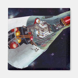 Ein zweiköpfiges Gemini-Raumschiff im Flug entführ Magnet