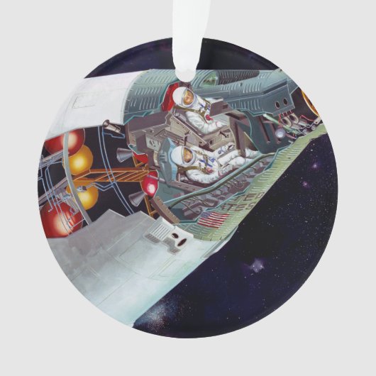 Ein zweiköpfiges Gemini-Raumschiff im Flug entführ Ornament (Vorderseite)