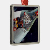 Ein zweiköpfiges Gemini-Raumschiff im Flug entführ Ornament Aus Metall (Rechts)