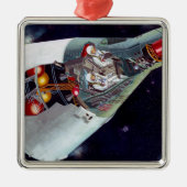 Ein zweiköpfiges Gemini-Raumschiff im Flug entführ Ornament Aus Metall (Vorne)