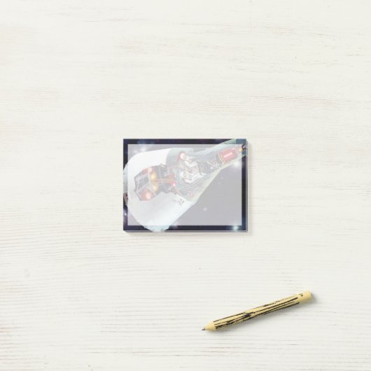 Ein zweiköpfiges Gemini-Raumschiff im Flug entführ Post-it Klebezettel (Auf Schreibtisch)