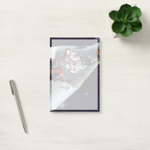 Ein zweiköpfiges Gemini-Raumschiff im Flug entführ Post-it Klebezettel