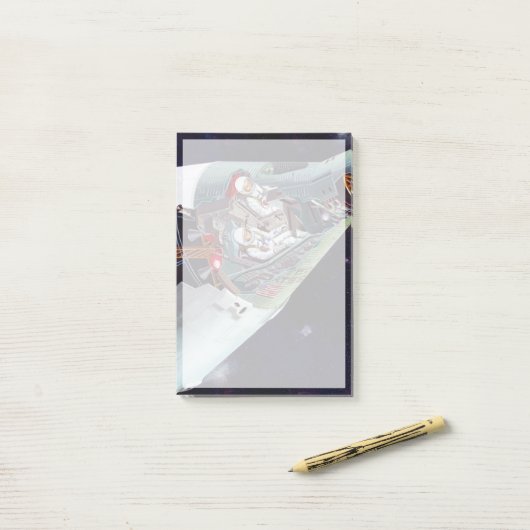 Ein zweiköpfiges Gemini-Raumschiff im Flug entführ Post-it Klebezettel (Auf Schreibtisch)