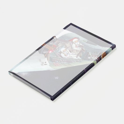 Ein zweiköpfiges Gemini-Raumschiff im Flug entführ Post-it Klebezettel (angewinkelt)