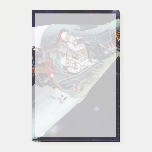 Ein zweiköpfiges Gemini-Raumschiff im Flug entführ Post-it Klebezettel (Vorderseite)