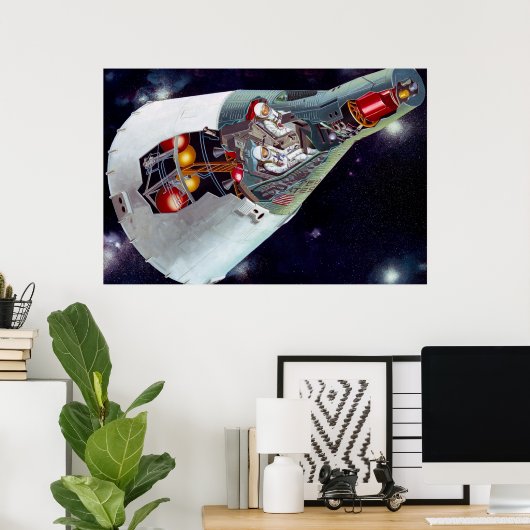 Ein zweiköpfiges Gemini-Raumschiff im Flug entführ Poster (Heimbüro)
