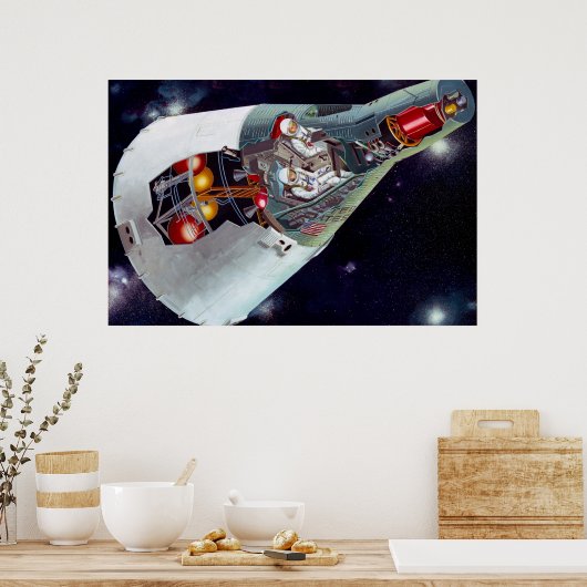 Ein zweiköpfiges Gemini-Raumschiff im Flug entführ Poster (Küche)