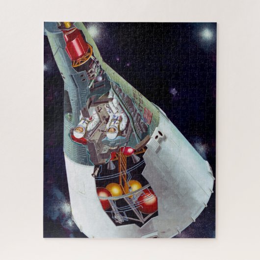 Ein zweiköpfiges Gemini-Raumschiff im Flug entführ Puzzle (Vertikal)