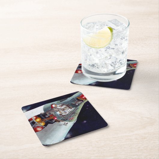 Ein zweiköpfiges Gemini-Raumschiff im Flug entführ Rechteckiger Pappuntersetzer (Vor Ort)