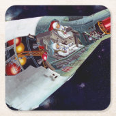 Ein zweiköpfiges Gemini-Raumschiff im Flug entführ Rechteckiger Pappuntersetzer (Vorderseite)