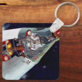 Ein zweiköpfiges Gemini-Raumschiff im Flug entführ Schlüsselanhänger (Rückseite)