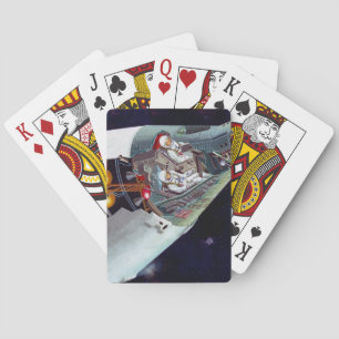 Ein zweiköpfiges Gemini-Raumschiff im Flug entführ Spielkarten