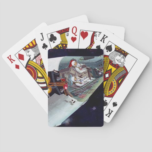 Ein zweiköpfiges Gemini-Raumschiff im Flug entführ Spielkarten (Rückseite)