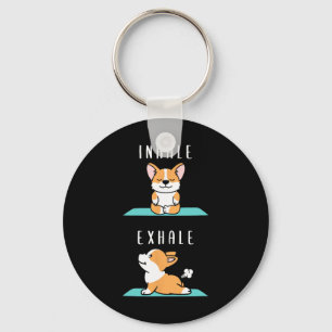Einatmen Ausatmen Namaste Yoga Corgi Hund Innere M Schlüsselanhänger