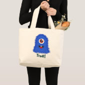 Einäugige, blaue Monster-, Trick- oder Jumbo Stoffbeutel (Vorderseite (Produkt))