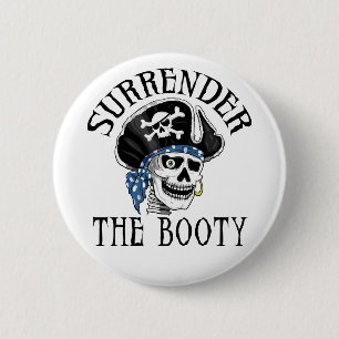Einäugiger Piraten-Totenkopf mit gekreuzter Button