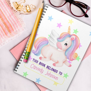 Einband für Pastell-Regenbogen-Einhorn-Namenbuch Notizblock