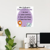 Einbindung von Klassenregeln in freundliche Tiere Poster (Heimbüro)