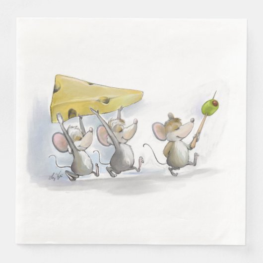 Einbringen in den Käse (mit Oliven) Papier Napkin Serviette (Vorderseite)