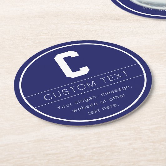 Eindeutige Bezeichnung und Monogramm-Vorlage | Mar Runder Pappuntersetzer (Angewinkelt)