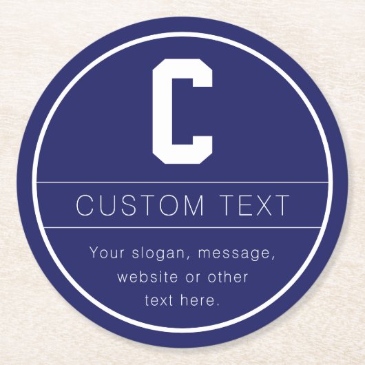 Eindeutige Bezeichnung und Monogramm-Vorlage | Mar Runder Pappuntersetzer (Vorderseite)