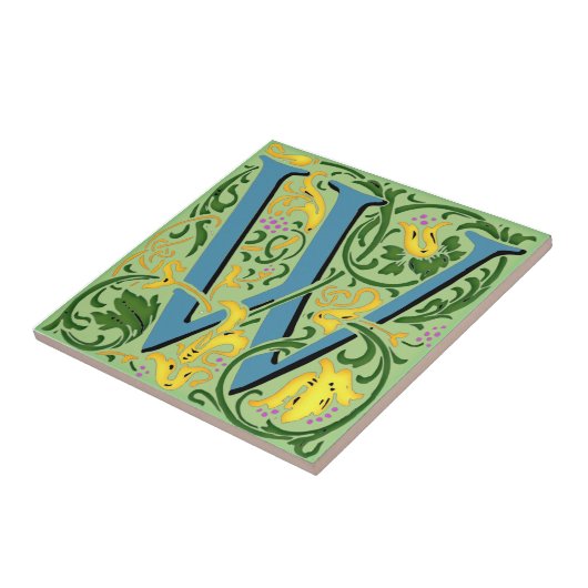 Eindeutige Keramik für das Anfangsmonogramm"W" Let Fliese (Seite)