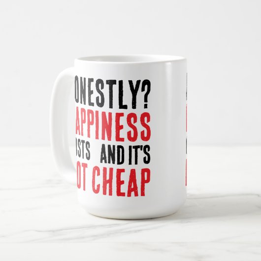 Eindeutige Phrase über Glück Kaffeetasse (Vorderseite Links)