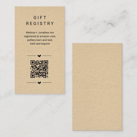 Eindeutige QR-Code-Geschenkkartei einfügen Begleitkarte (Vorne/Hinten)