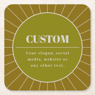 Eindeutige Vorlage für das Editierbare Retro-Desig Rechteckiger Pappuntersetzer