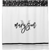 Eindeutiger Name und Monogramm, Schwarz und Weiß Duschvorhang (Vorderseite)