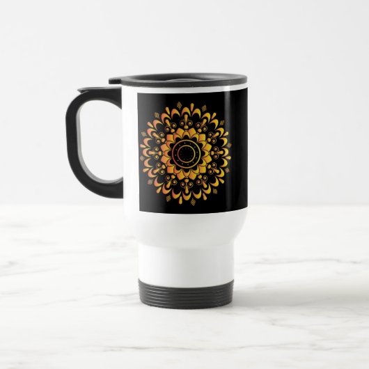 Eindeutiges goldenes Mandala-Design-95747 Reisebecher (Links)