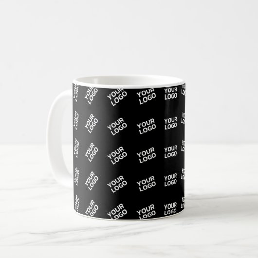 Eindeutiges Logo oder Bildmuster | Schwarz (bearbe Kaffeetasse (Vorderseite Links)