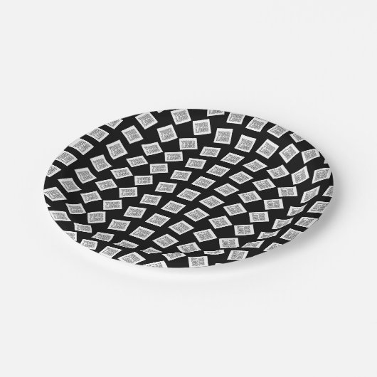 Eindeutiges Logo oder Bildmuster | Schwarz (bearbe Pappteller (Schrägansicht)