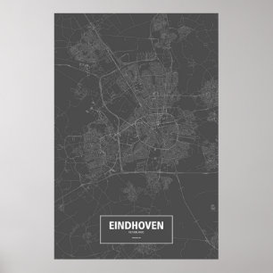 Eindhoven, die Niederlande (weiß auf Schwarzem) Poster