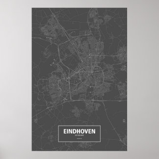 Eindhoven, die Niederlande (weiß auf Schwarzem) Poster