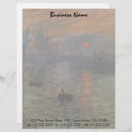 Eindrucks-Sonnenaufgang durch Claude Monet, Briefbogen (Vorne/Hinten)
