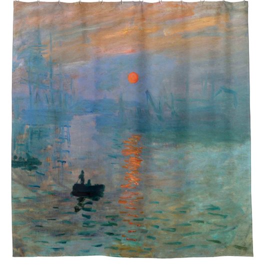 Eindrucks-Sonnenaufgang durch Claude Monet Duschvorhang (Vorderseite)