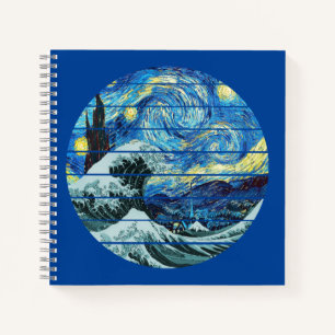 EINDRUCKSSTARRY NIGHT WAVE KANAGAWA ART NOTIZBLOCK