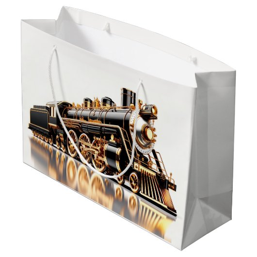 Eindrucksvolle Train-Geschenktasche Große Geschenktüte (Rückseite Schrägansicht)