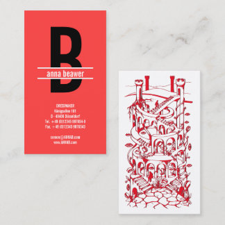 Eindrucksvolles, fettes, psychedelisches Monogramm Visitenkarte