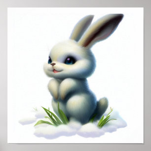 Eine 3D-Aquarellmalerei auf einem arktischen Hasen Poster