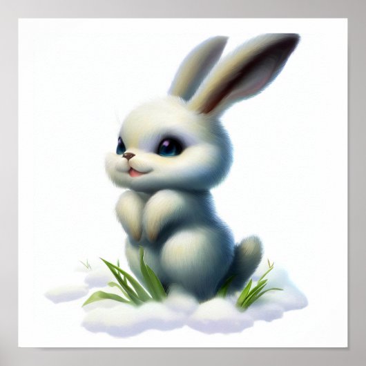 Eine 3D-Aquarellmalerei auf einem arktischen Hasen Poster (Vorne)